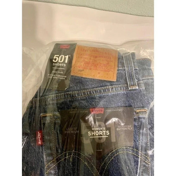 LEVI'S 501® ORIGINAL FIT HIGH RISE WOMEN'S SHORTS 24 Salsa Destiny DARK WASH - Picture 7 of 9